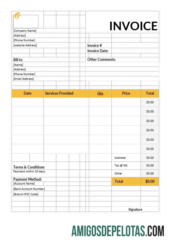 imprimível Modelo de fatura para babá